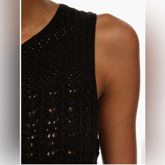 NWT Aritzia Wilfred Philippa Top Size Small Black Pointelle-knit top - Picture 7 of 14